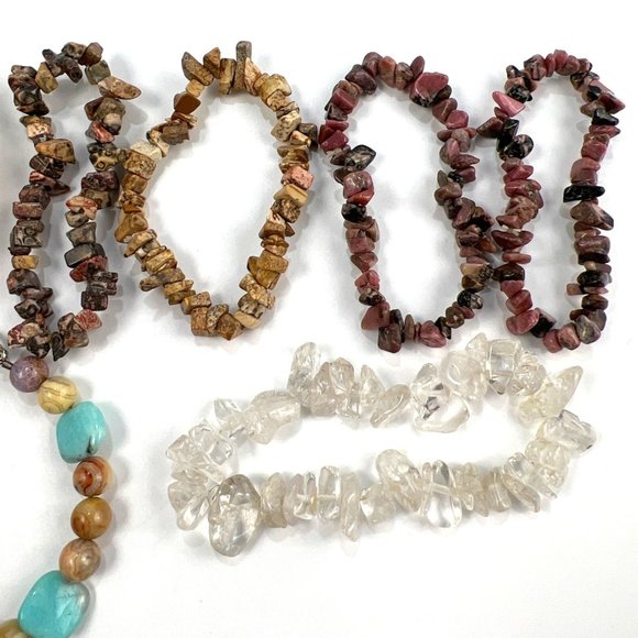 Assorted Gemstone Nugget Beads Destash Lot Agate Quartz Goldstone Shell Earthy - Picture 5 of 6